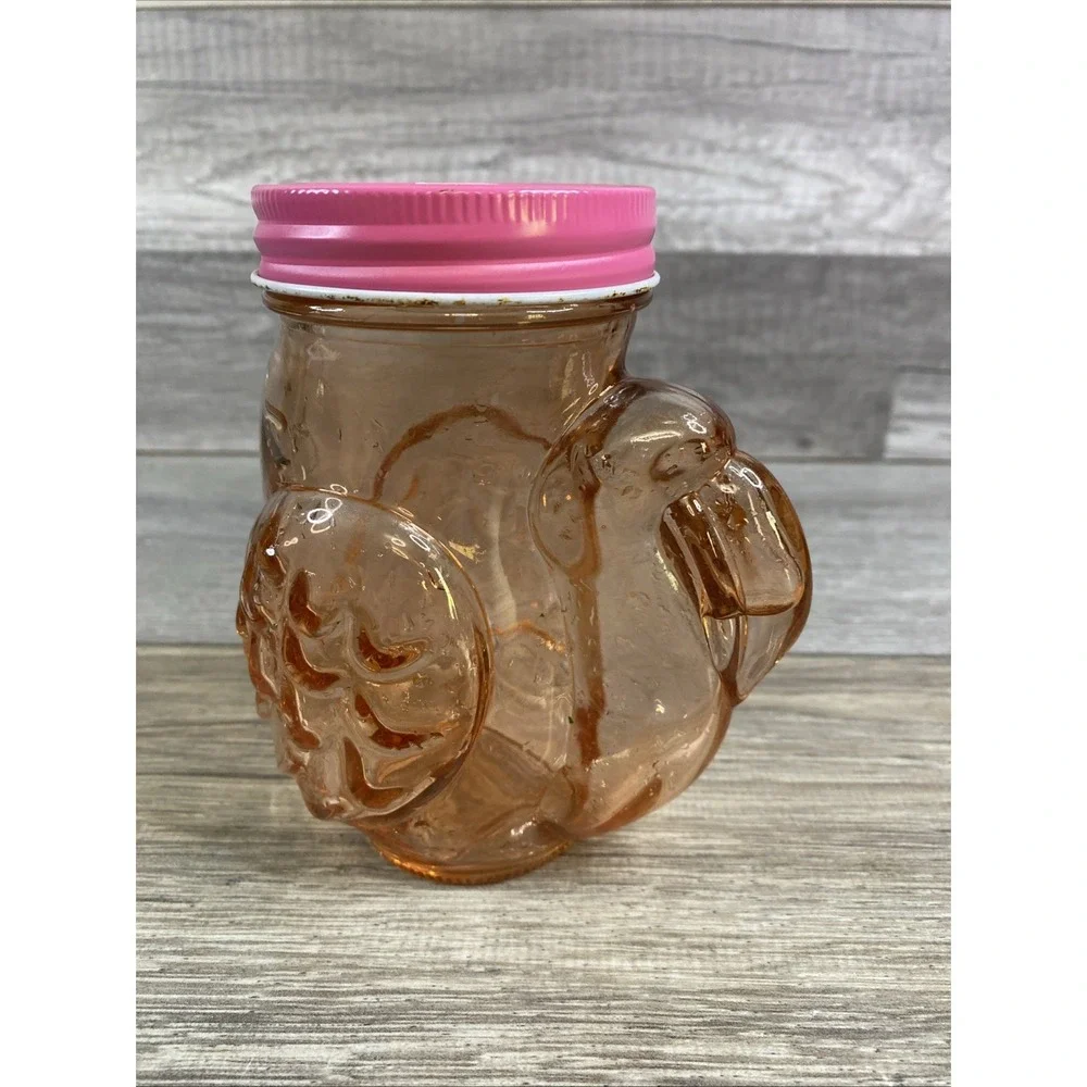 Pink Flamingo Mason Jar With Pink Lid ‎ No Straw